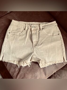 Zenana Outfitters Tan Frayed Shorts